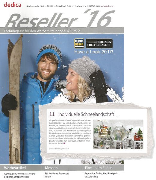 Werbeartikel-Zeitschrift berichtet über Schneekugelhaus - Schneekugelhaus