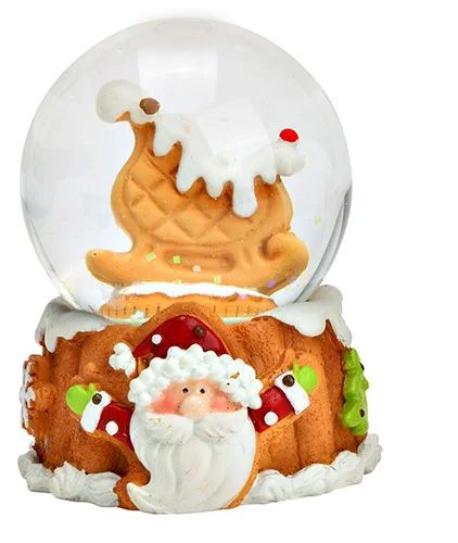 Dekopaket - Weihnachtsbäckerei Lebkuchenfamilie Weihnachtswaffel mit 3 Schneekugeln in mehreren Größen