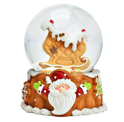 Süße Schneekugel Weihnachtswaffel auf Sockel Weihnachten 65 mm Durchmesser