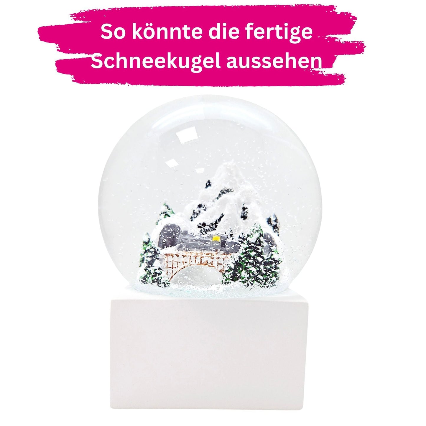 100mm Bastelset Polyresin Sockel in verschiedenen Varianten - DIY - Schneekugel - 1 x Schnee - Schneekugelhaus