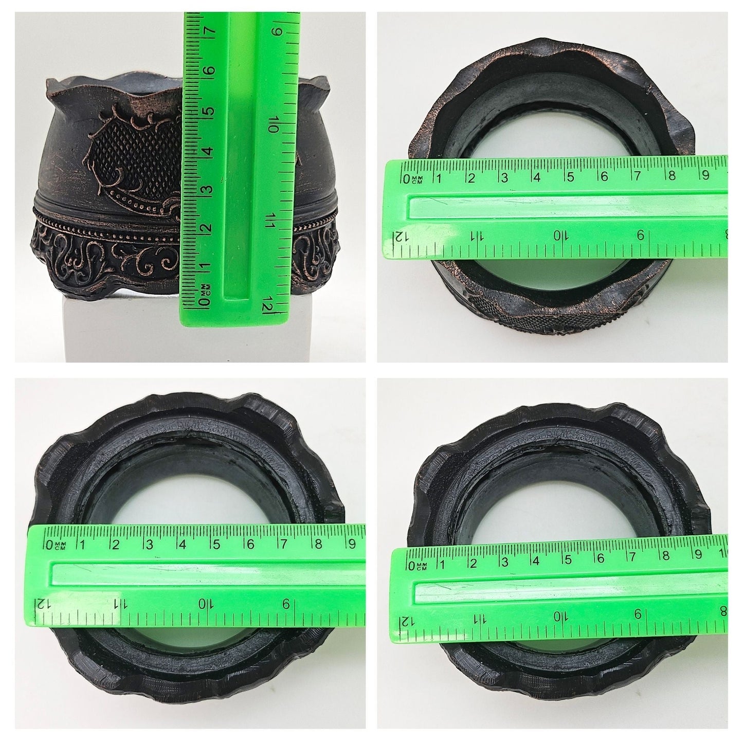100mm Bastelset Sockel kupfer antik mit DIY - Schneekugel für Spieluhr - 1x Schnee - Schneekugelhaus