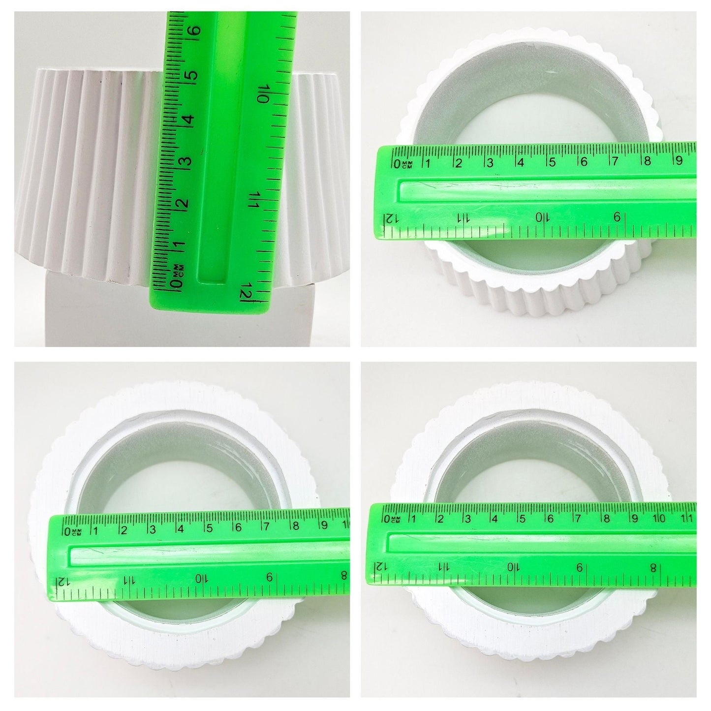 120mm DIY - Schneekugelset weiß geriffelt - Set aus Bastelglas und Sockel weiß - 1x Schnee - Schneekugelhaus