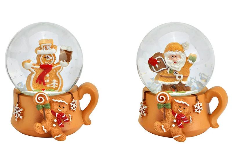 2 Süße Schneekugeln Weihnachtstasse Weihnachtsbäckerei 60 mm Durchmesser - Luftblase - Schneekugelhaus