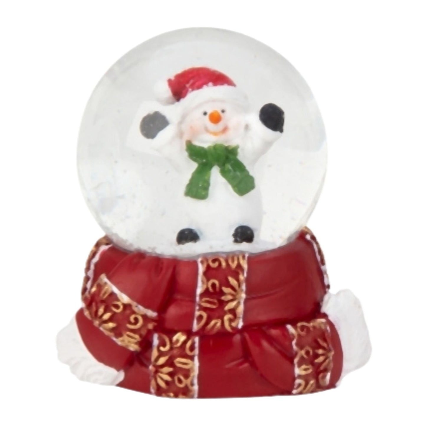4 süße Mini - Schneekugeln Winter & Weihnacht mit Sockel Winterschal B: 45mm - Schneekugelhaus