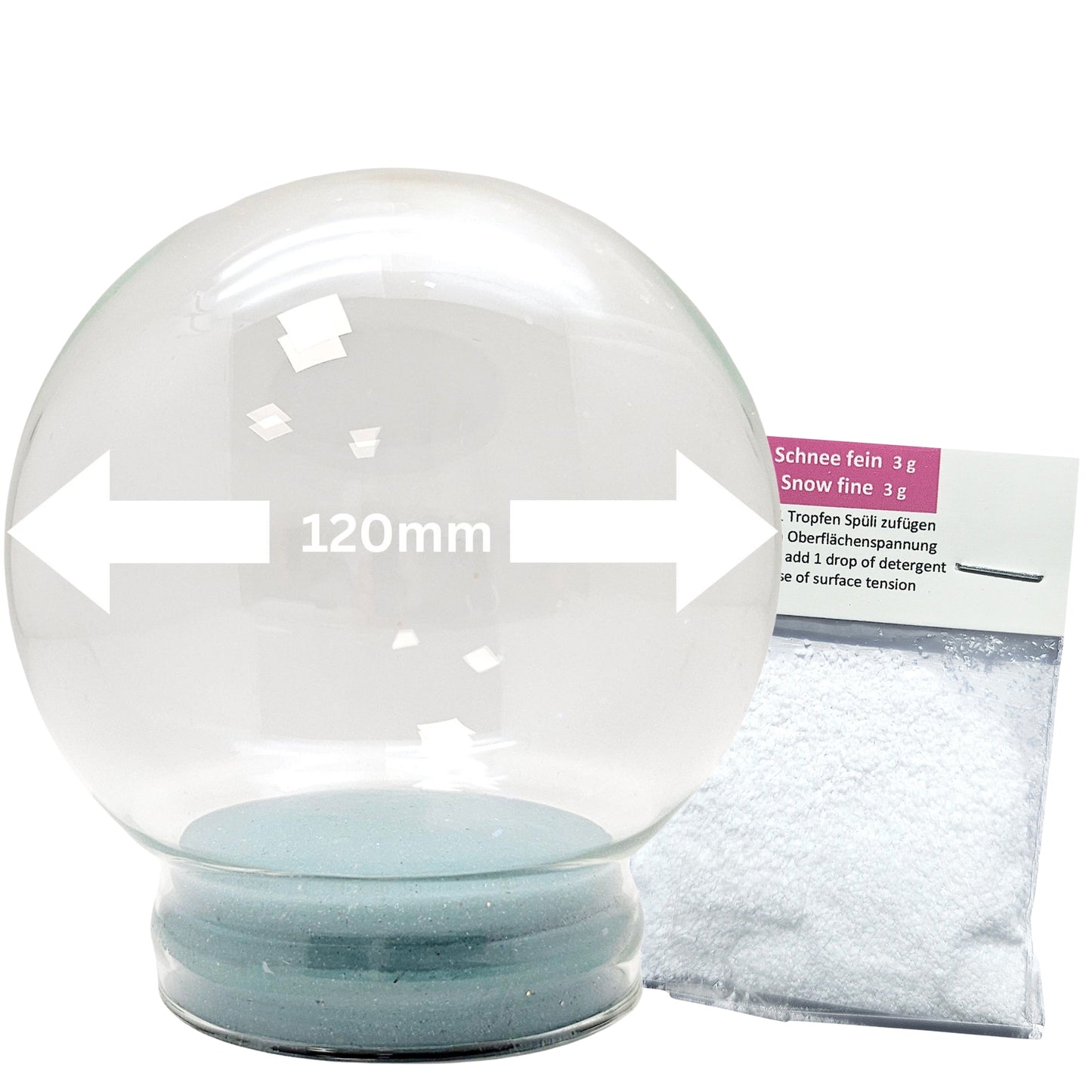 100mm Bastelset Polyresin Sockel in verschiedenen Varianten - DIY-Schneekugel - 1 x Schnee