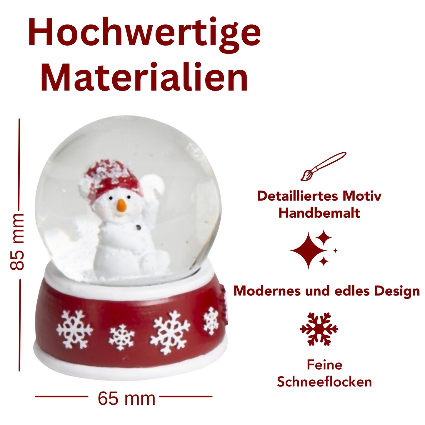Adventspaket groß - Schneemann rot weiß mit 8 Schneekugeln in zwei Größen