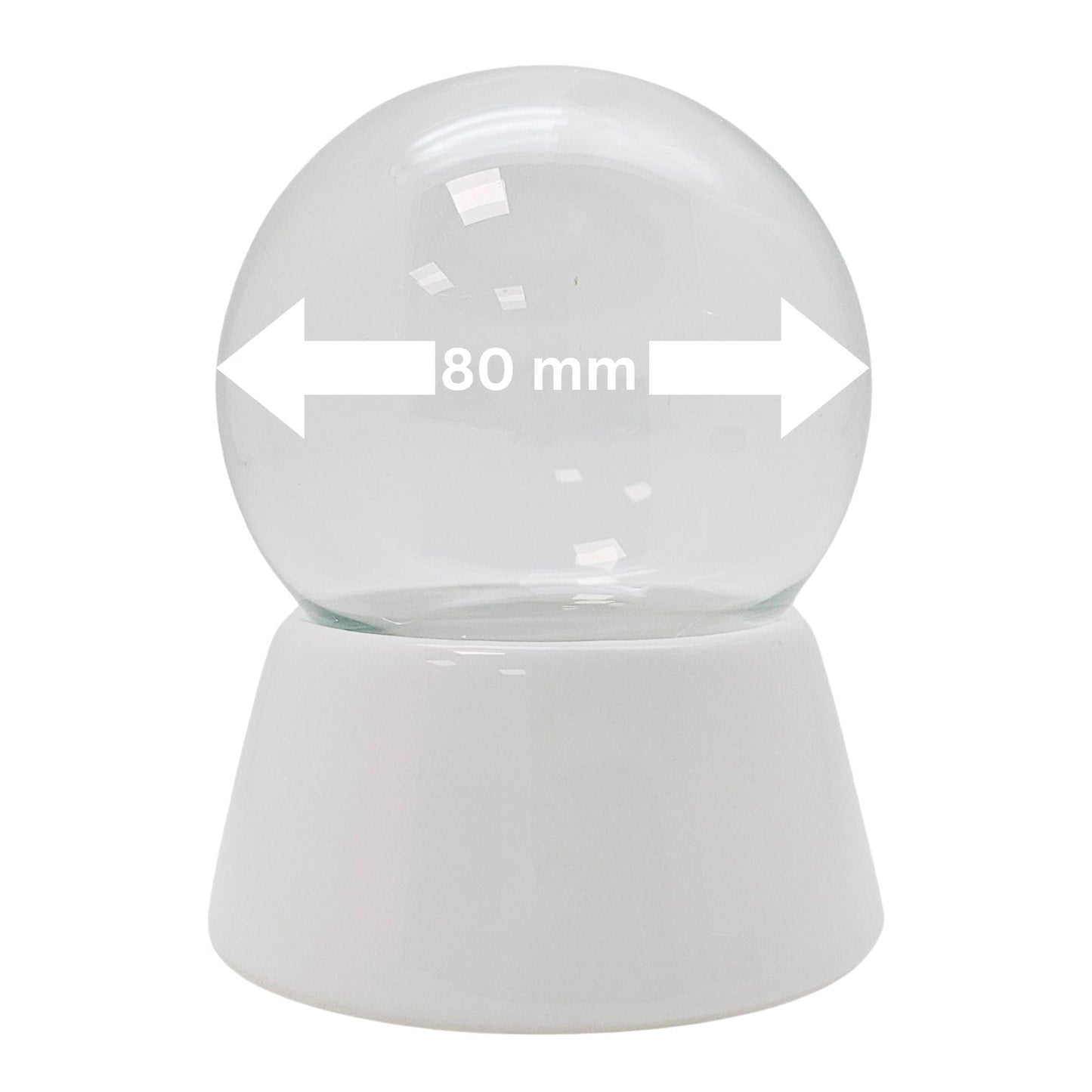 80mm - Do - it - Yourself Schneekugel mit Glas und Porzellan - Sockel - Schneekugelhaus