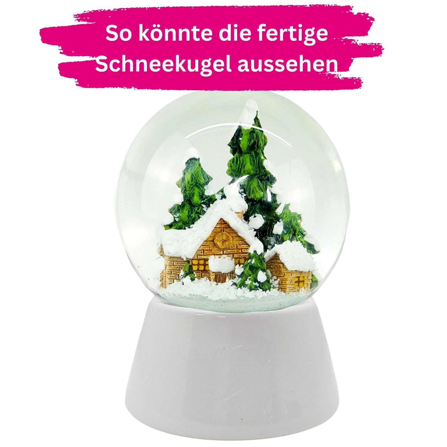 DIY - Komplett - Bastelset für Glas - Schneekugel 100x140mm mit Schnee, Glitzer, Wasserklar & Kleber - Schneekugelhaus