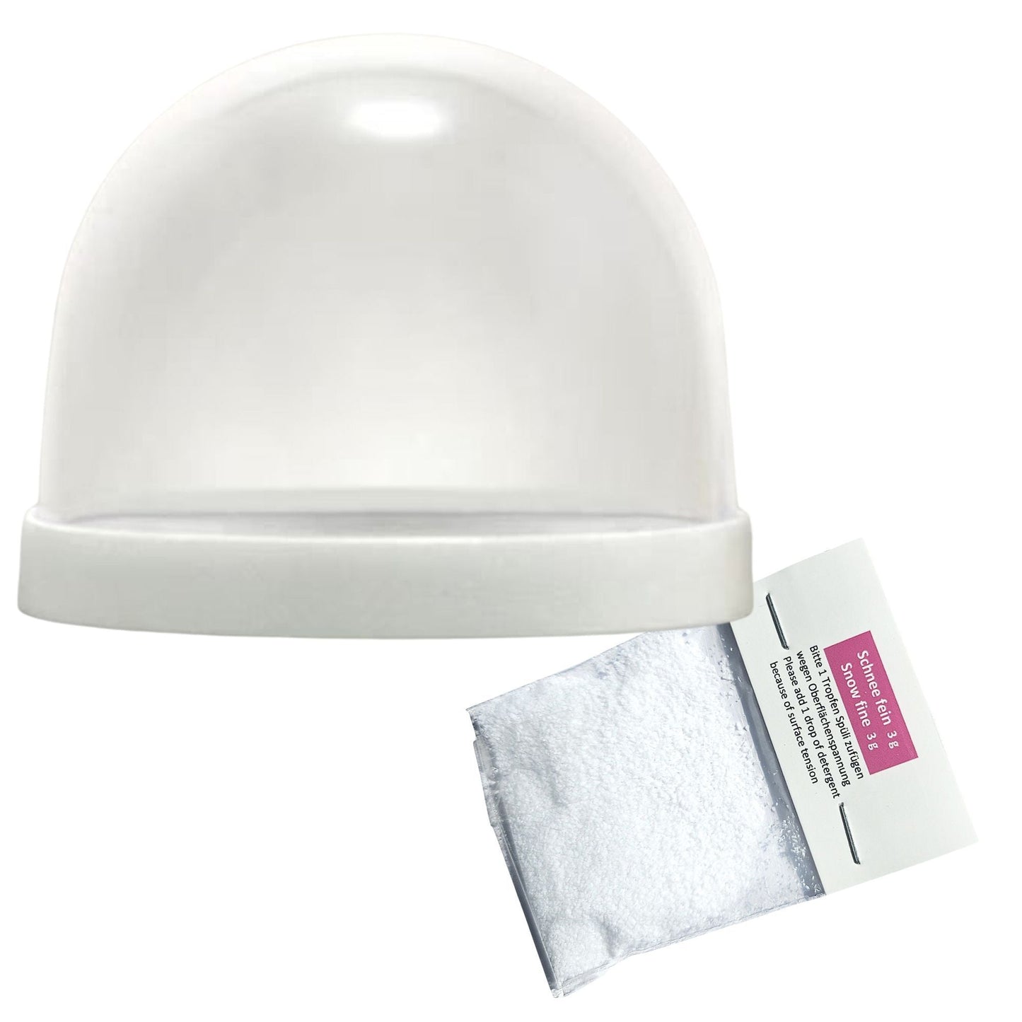 Kunststoff - Schneekugel oval weiß für FIMO 72 x 61 mm - incl. 1 x Schnee - Schneekugelhaus