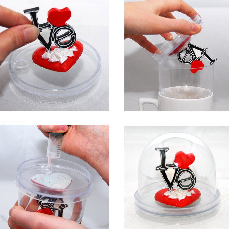 Kunststoff - Schneekugel oval weiß für FIMO 72 x 61 mm - incl. 1 x Schnee - Schneekugelhaus