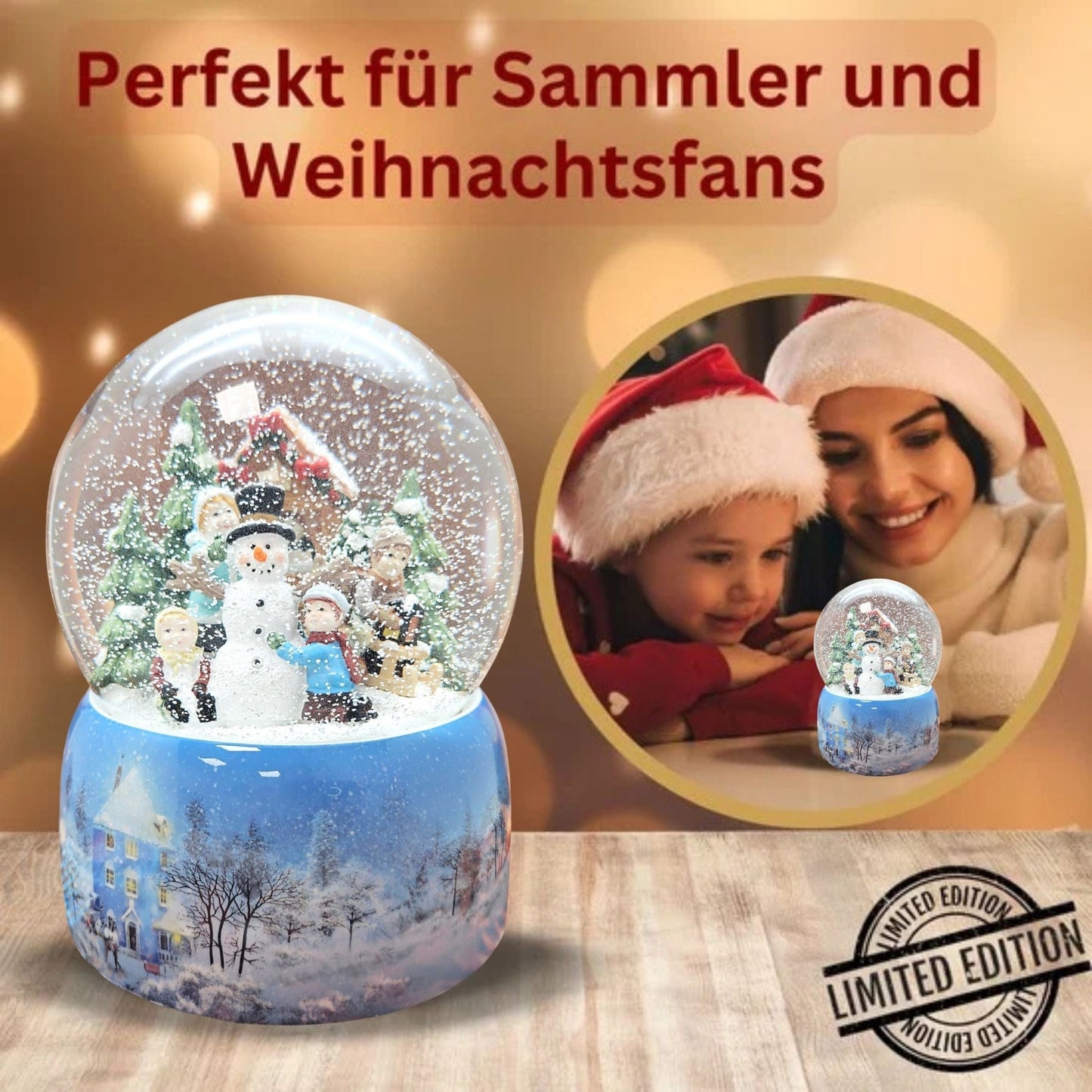Mega Schneekugel Schneemann bauen mit Schneelandschaft - mit Musikspieluhr - Schneekugelhaus