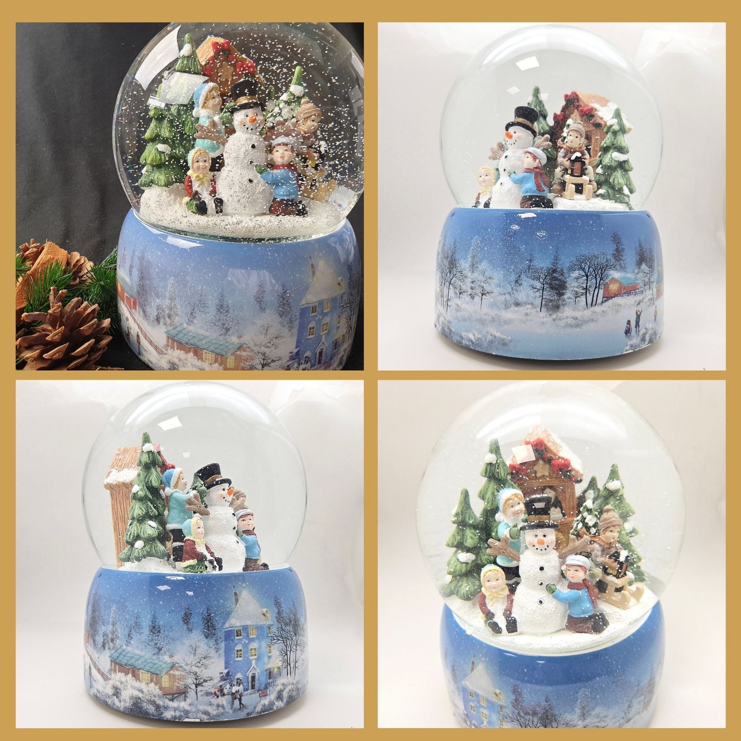 Mega Schneekugel Schneemann bauen mit Schneelandschaft - mit Musikspieluhr - Schneekugelhaus