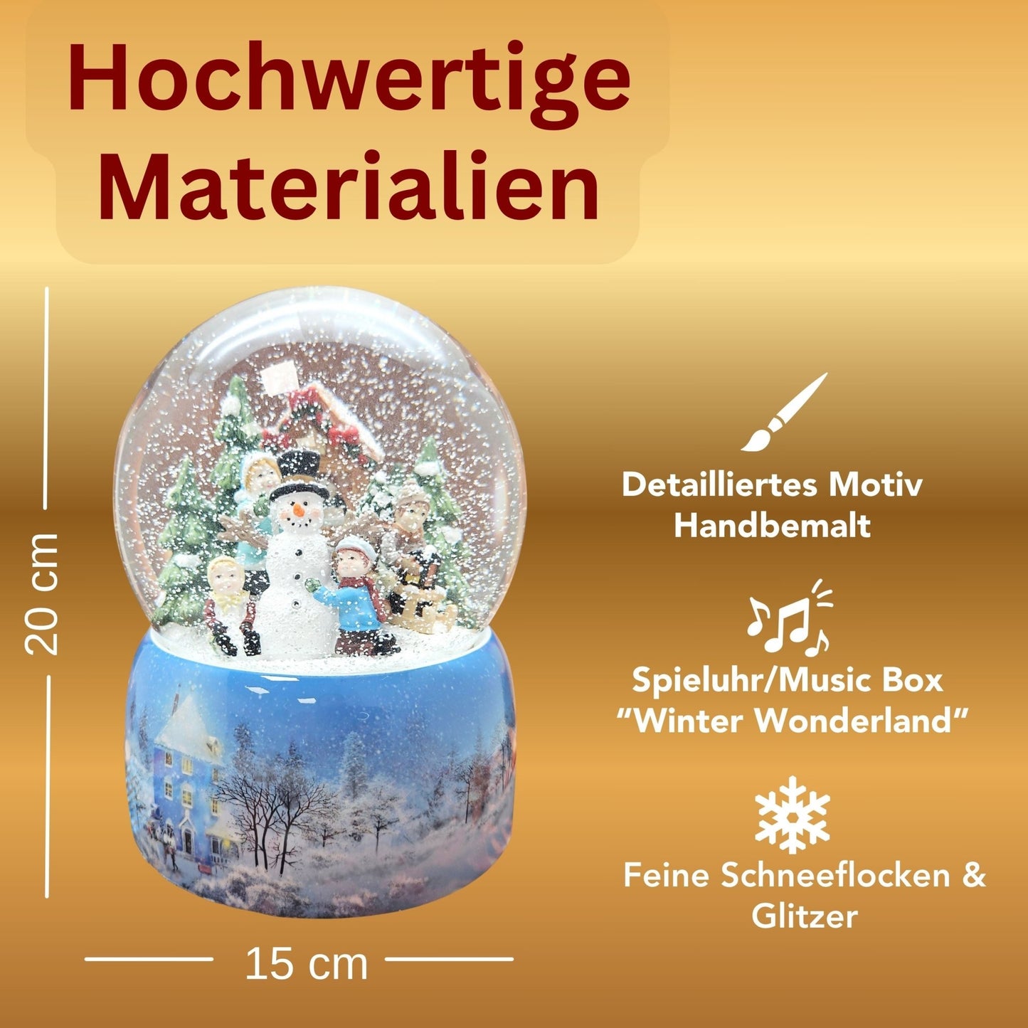 Mega Schneekugel Schneemann bauen mit Schneelandschaft - mit Musikspieluhr - Schneekugelhaus