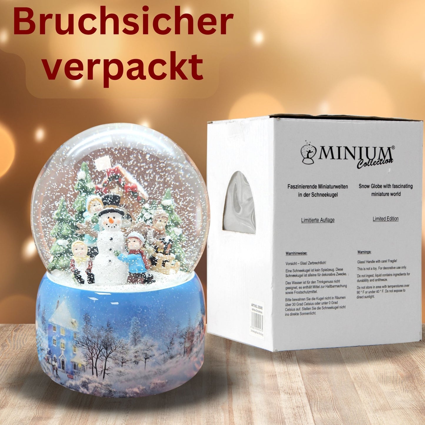 Mega Schneekugel Schneemann bauen mit Schneelandschaft - mit Musikspieluhr - Schneekugelhaus