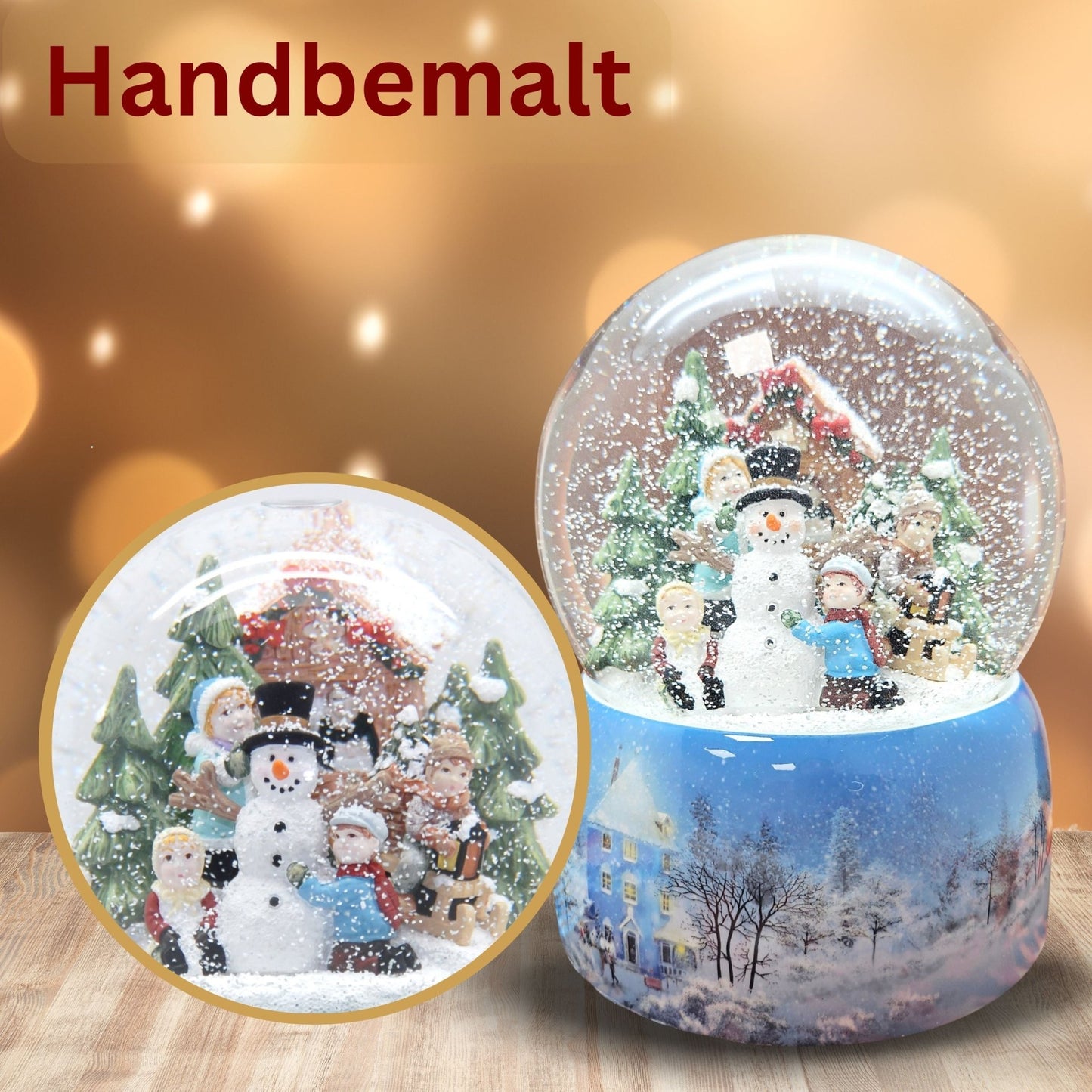 Mega Schneekugel Schneemann bauen mit Schneelandschaft - mit Musikspieluhr - Schneekugelhaus