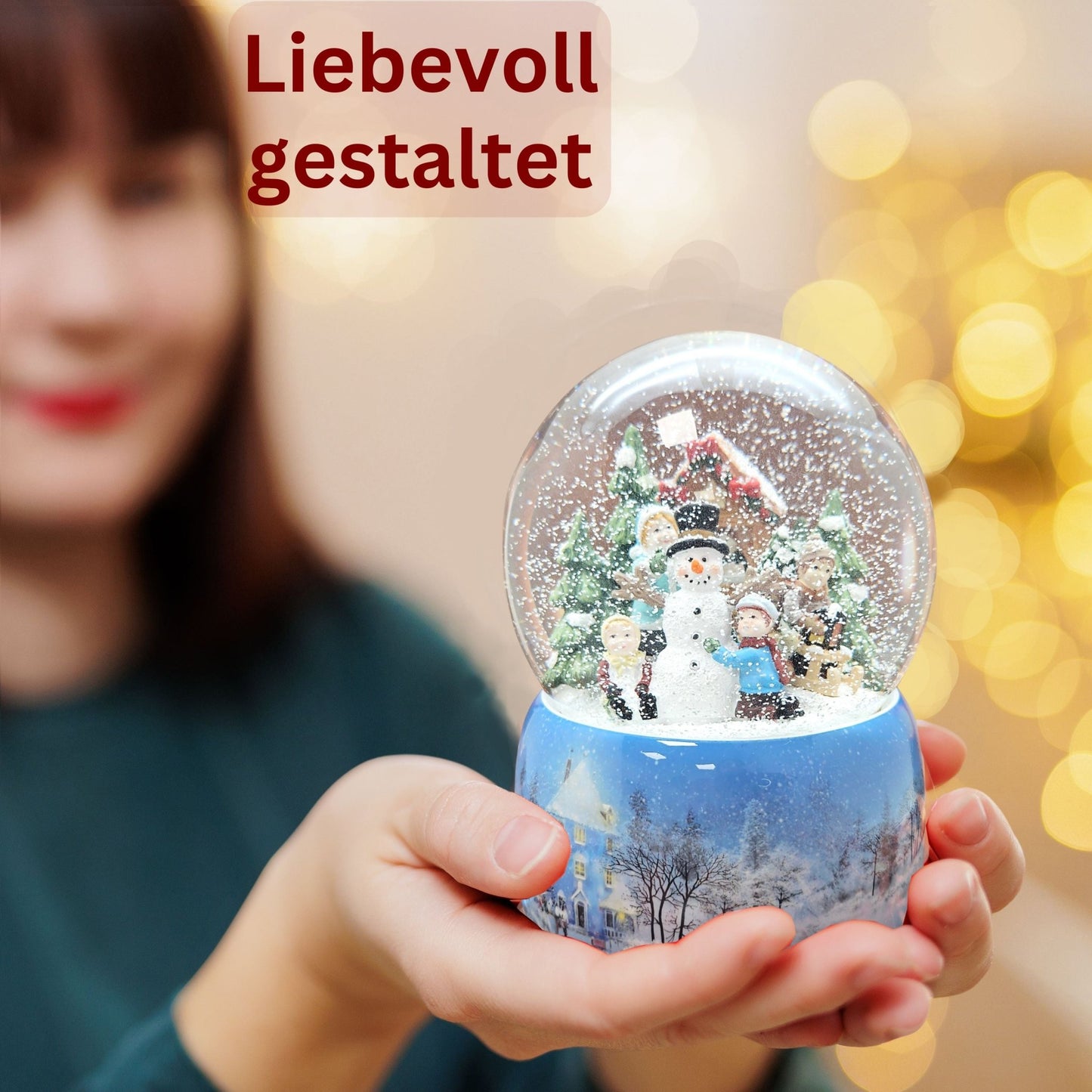 Mega Schneekugel Schneemann bauen mit Schneelandschaft - mit Musikspieluhr - Schneekugelhaus