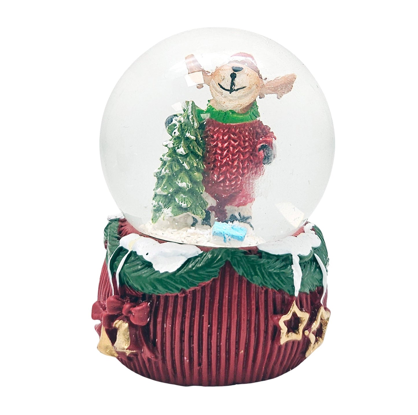 Mini - Schneekugeln Elch Weihnachten auf Deko - Sockel 45mm Durchmesser - Schneekugelhaus