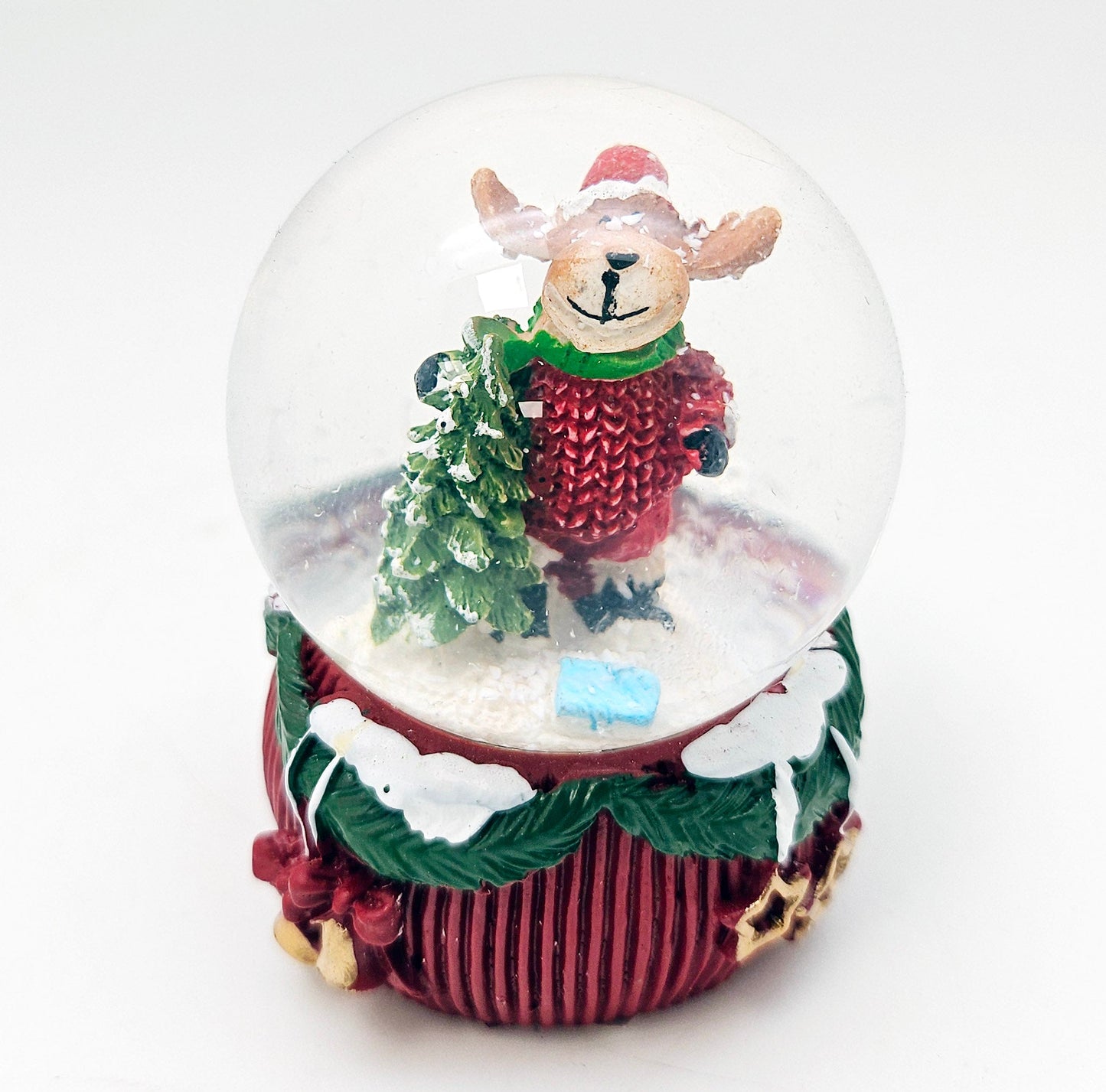 Mini - Schneekugeln Elch Weihnachten auf Deko - Sockel 45mm Durchmesser - Schneekugelhaus