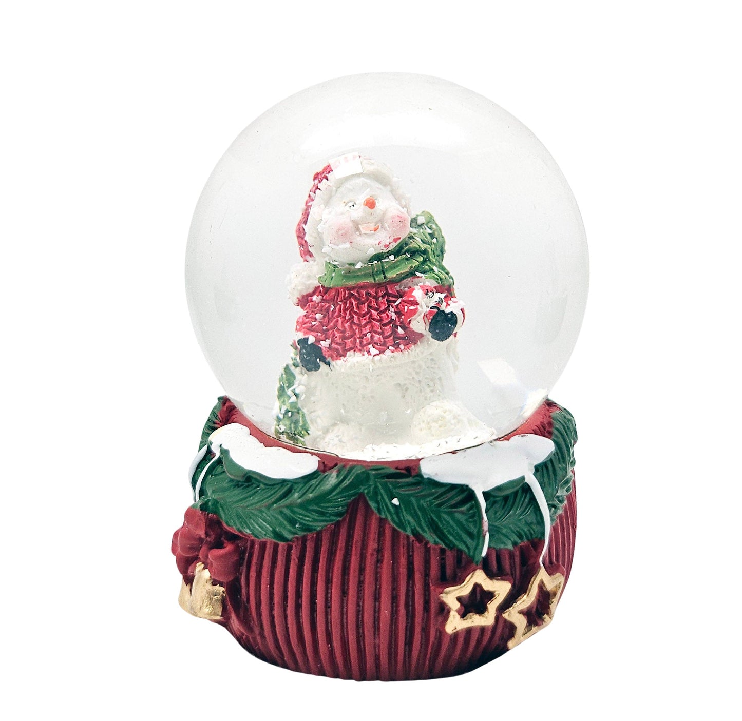 Mini - Schneekugeln Schneemann auf Deko - Sockel 45mm Durchmesser - Schneekugelhaus
