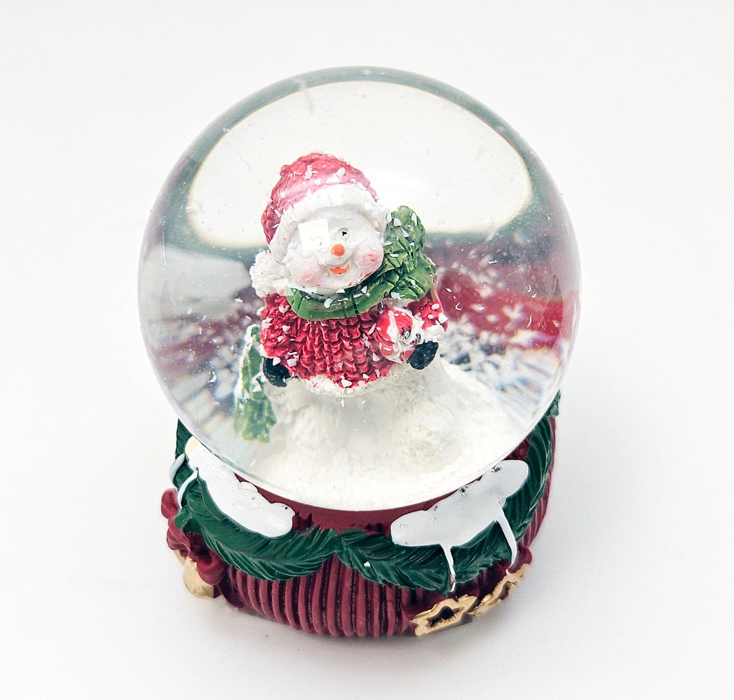 Mini - Schneekugeln Schneemann auf Deko - Sockel 45mm Durchmesser - Schneekugelhaus
