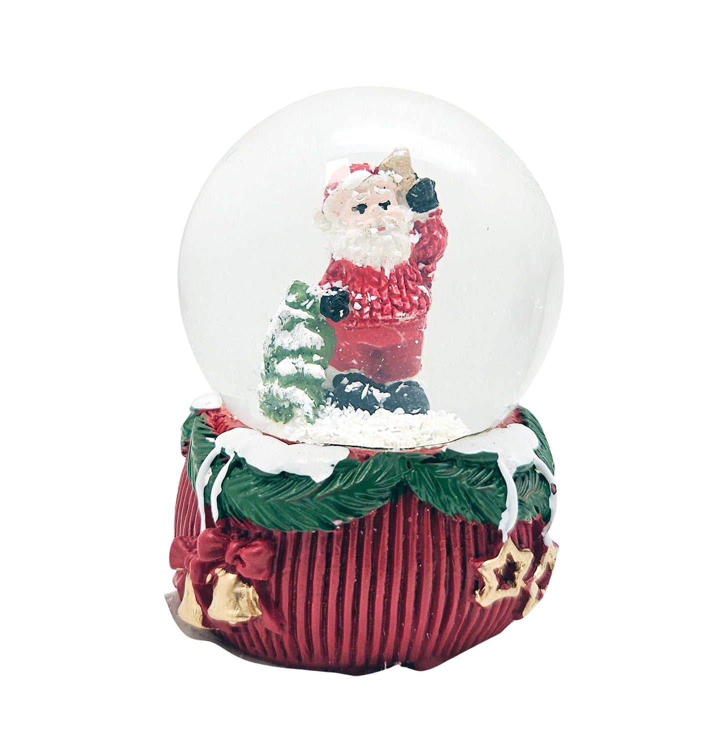 Mini - Schneekugeln Weihnachtsmann auf Deko - Sockel 45mm Durchmesser - Schneekugelhaus