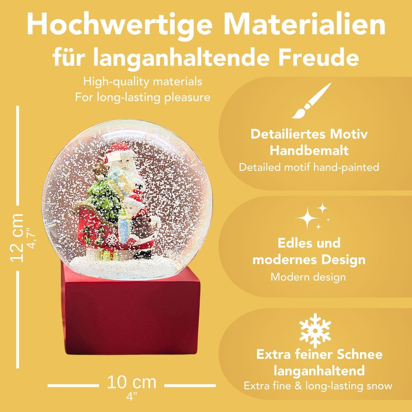 Schneekugel Christmas Shopping rot eck "PURE - Line" 10 cm Durchmesser - Schneekugelhaus