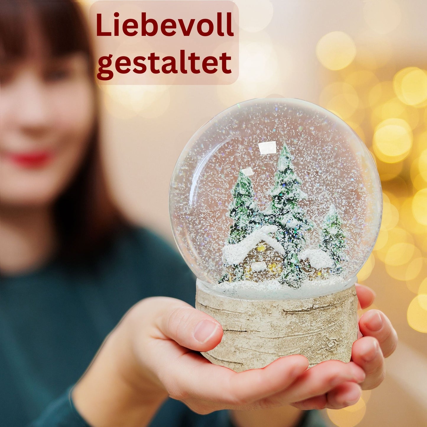 Schneekugel Hüttenzauber verschneite Berghütte auf Holzsockel "Country - Line" 10 cm Durchmesser - Schneekugelhaus