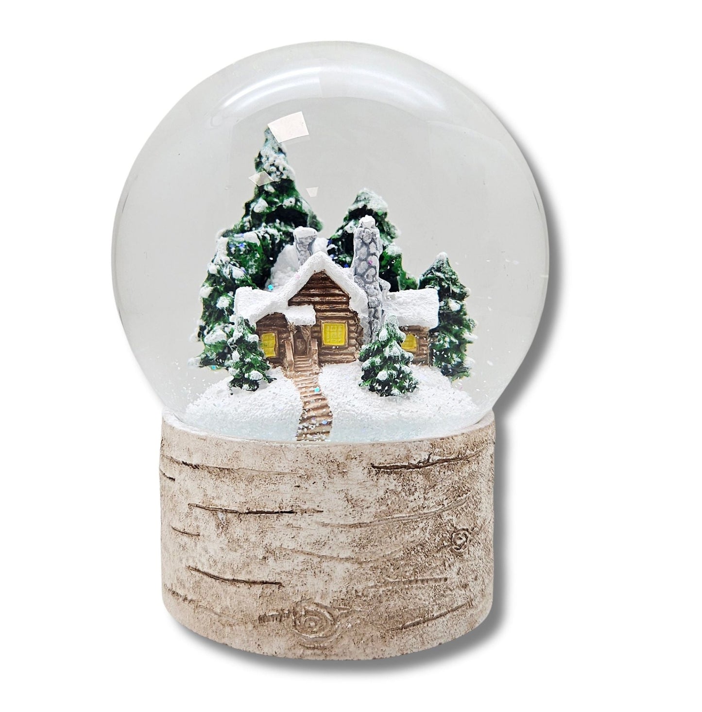 Schneekugel Hüttenzauber verschneite Berghütte auf Holzsockel "Country - Line" 10 cm Durchmesser - Schneekugelhaus
