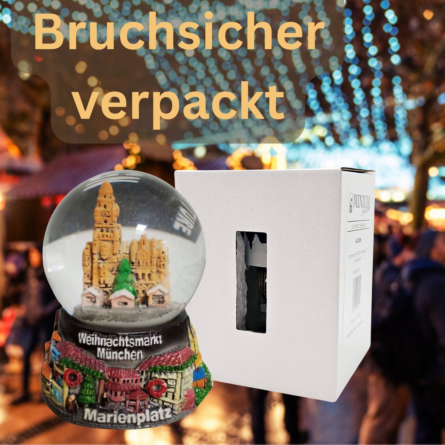 Souvenir Schneekugel Weihnachtsmarkt München Rathaus B: 4,5 H: 6,5 - Schneekugelhaus