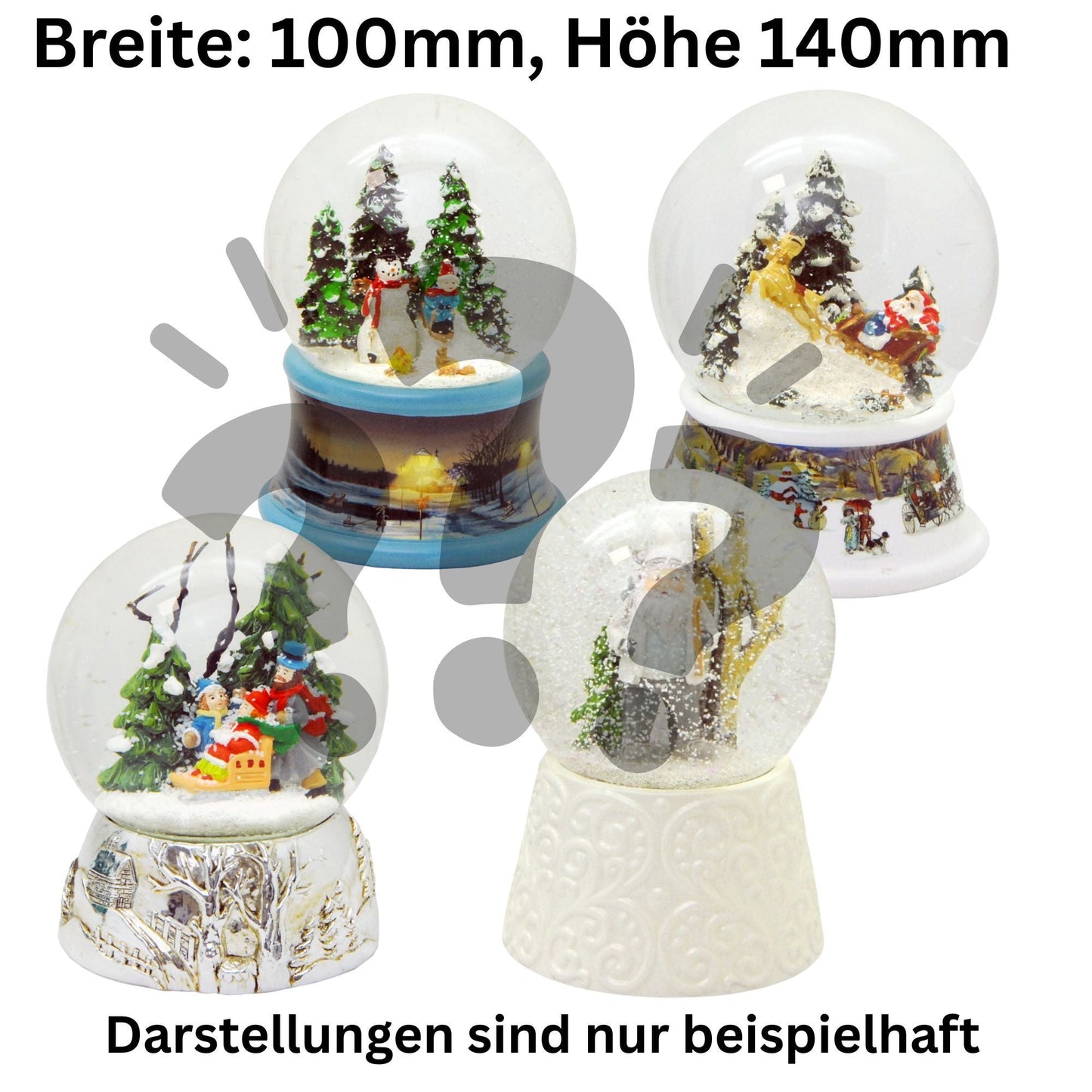 Surprise - Paket: 1 Schneekugel mit Spieluhr Durchmesser 100mm - Auswahl zufällig - Schneekugelhaus