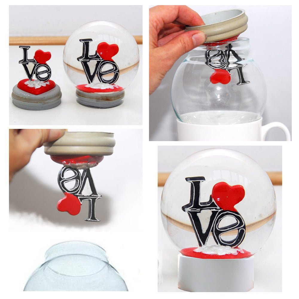 100mm Bastelset Polyresin Sockel gold mit DIY-Schneekugel - Schneekugelhaus