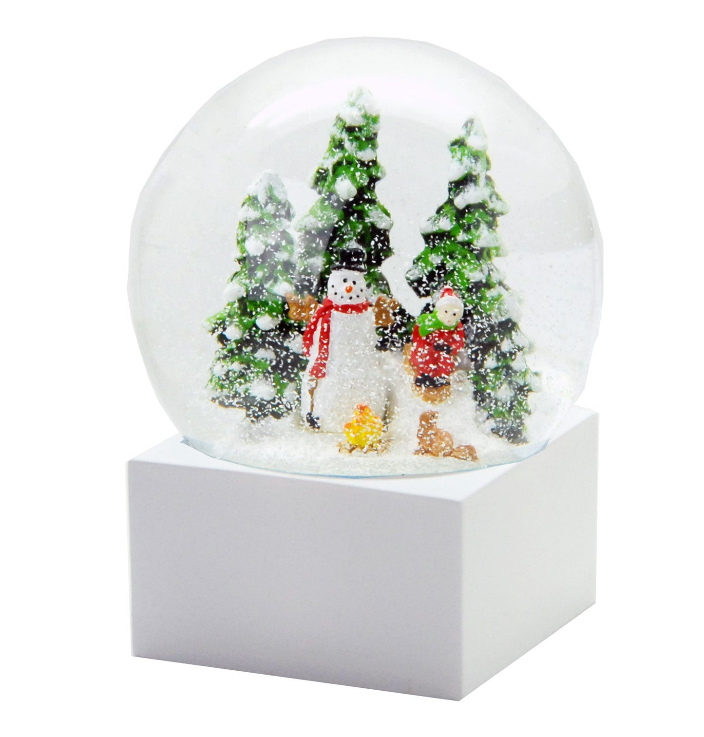 100mm Bastelset Polyresin Sockel weiß eckig mit DIY-Schneekugel - Schneekugelhaus