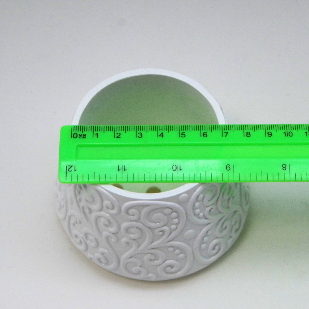 100mm-Do-it-Yourself Schneekugel mit Sockel Ornamente weiß mit Relief für Spieluhr - Schneekugelhaus