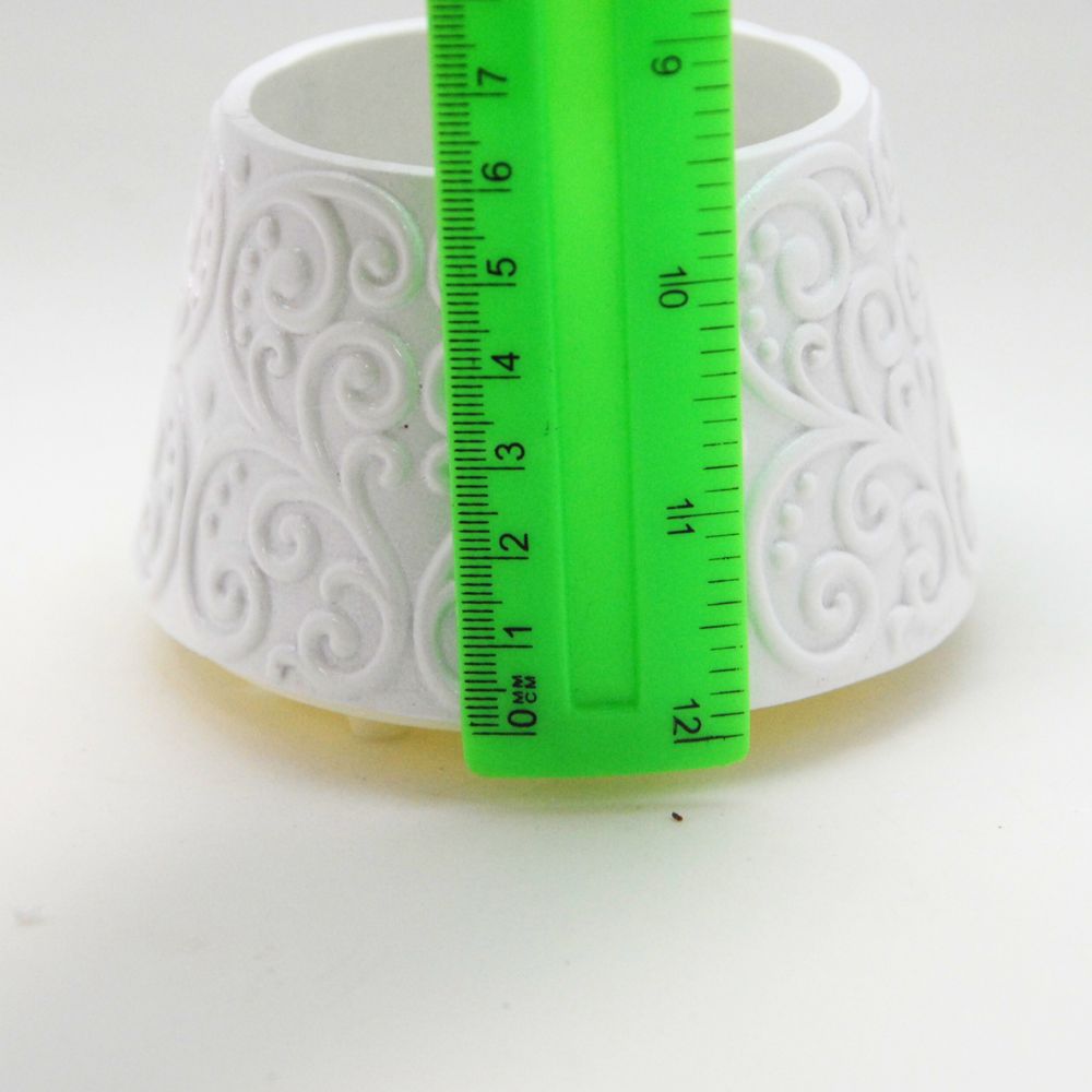 100mm-Do-it-Yourself Schneekugel mit Sockel Ornamente weiß mit Relief für Spieluhr - Schneekugelhaus