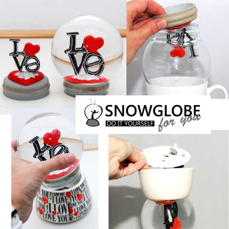 100mm-Do-it-Yourself Schneekugel mit Sockel Porzellan silber Landschaft für Spieluhr - Schneekugelhaus