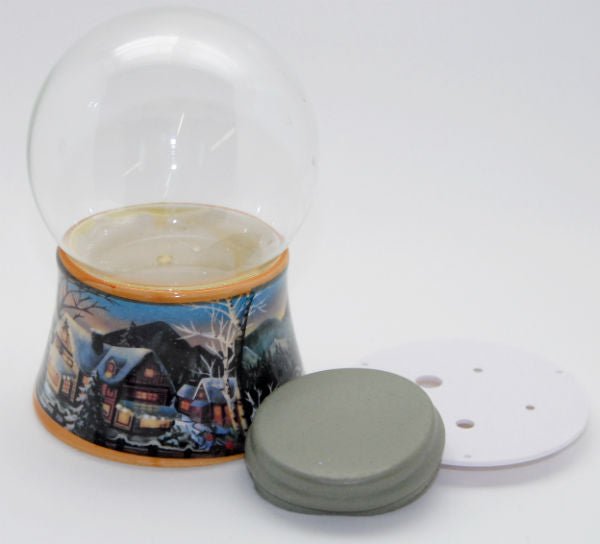 100mm-Do-it-Yourself Schneekugel mit Sockel Winter beige für Spieluhr - Schneekugelhaus