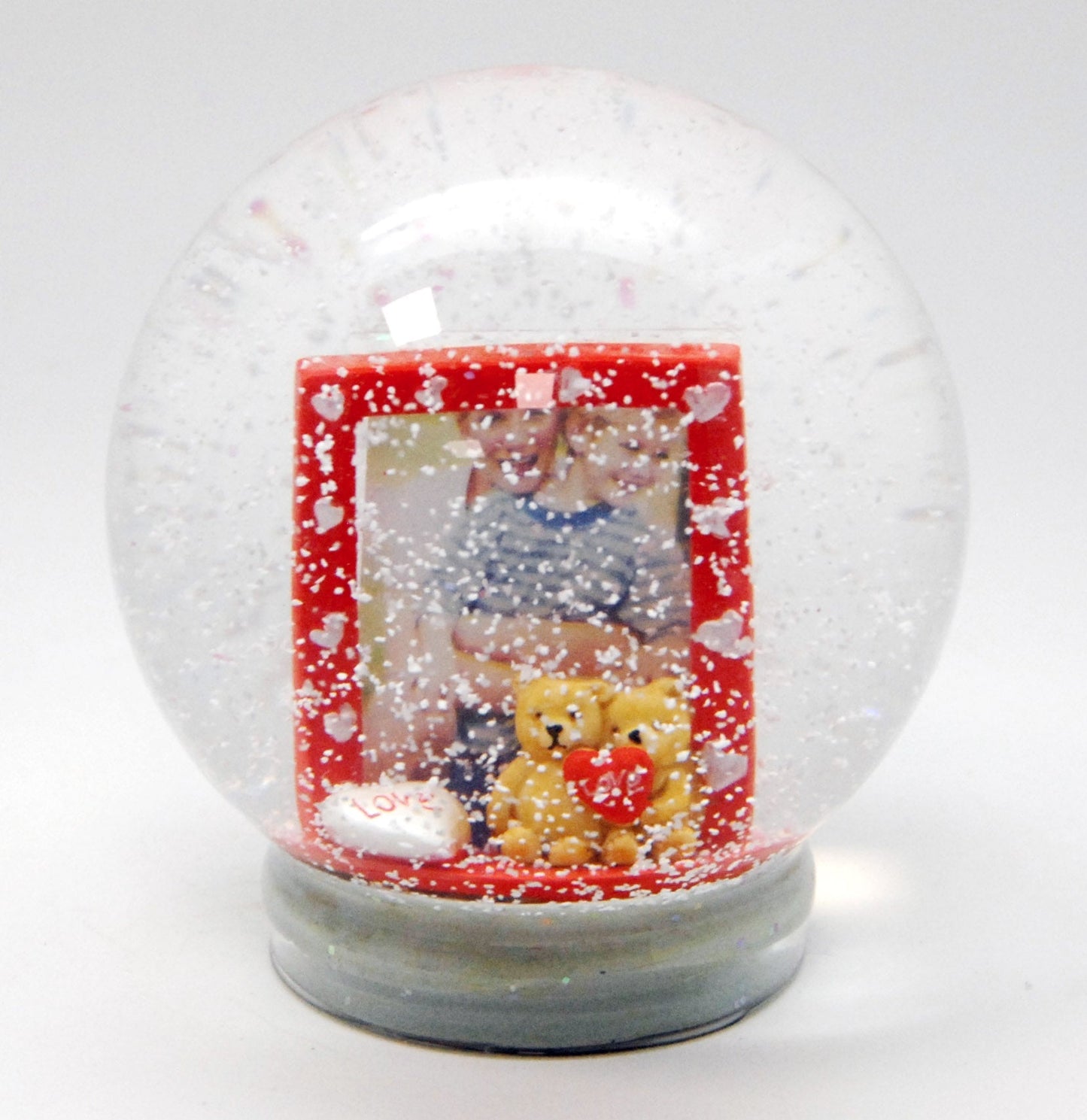 100mm Glas mit Fotoeinsatz für eine Foto-Schneekugel Liebe Love Herzen Teddybär - Schneekugelhaus