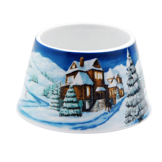 100mm Porzellan Sockel Winterlandschaft mittelblau für DIY-Schneekugel - Schneekugelhaus