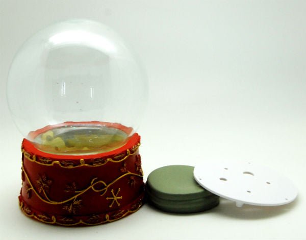 120mm-Do-it-Yourself Schneekugel mit rotem Sockel - Schneekugelhaus