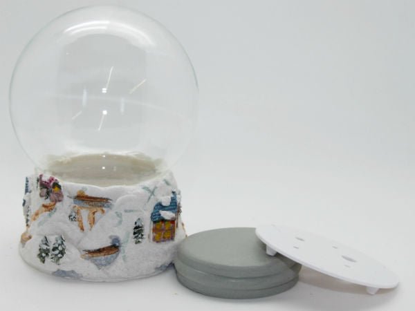 120mm-Do-it-Yourself Schneekugel mit Sockel Winterlandschaft weiß für Spieluhr - Schneekugelhaus