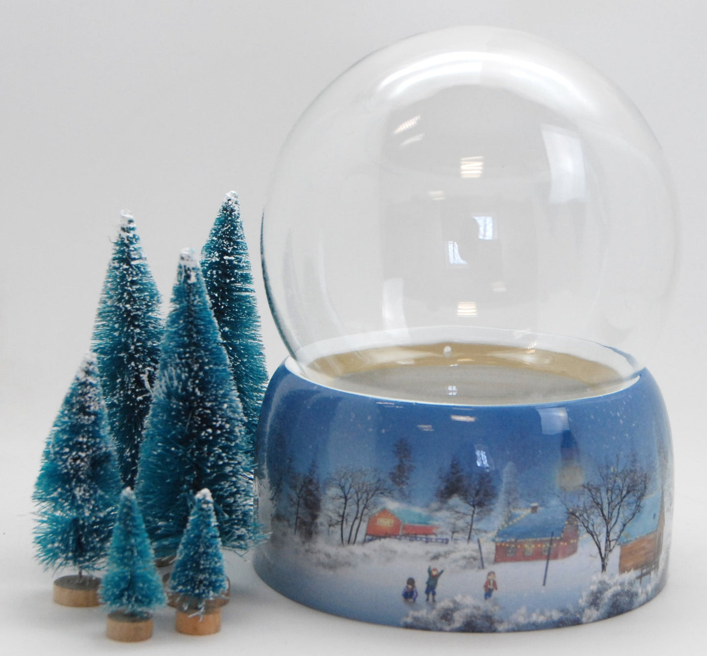 150mm DIY Schneekugelset Bastelset Glas und Porzellan Winterlandschaft mittelblau - Schneekugelhaus