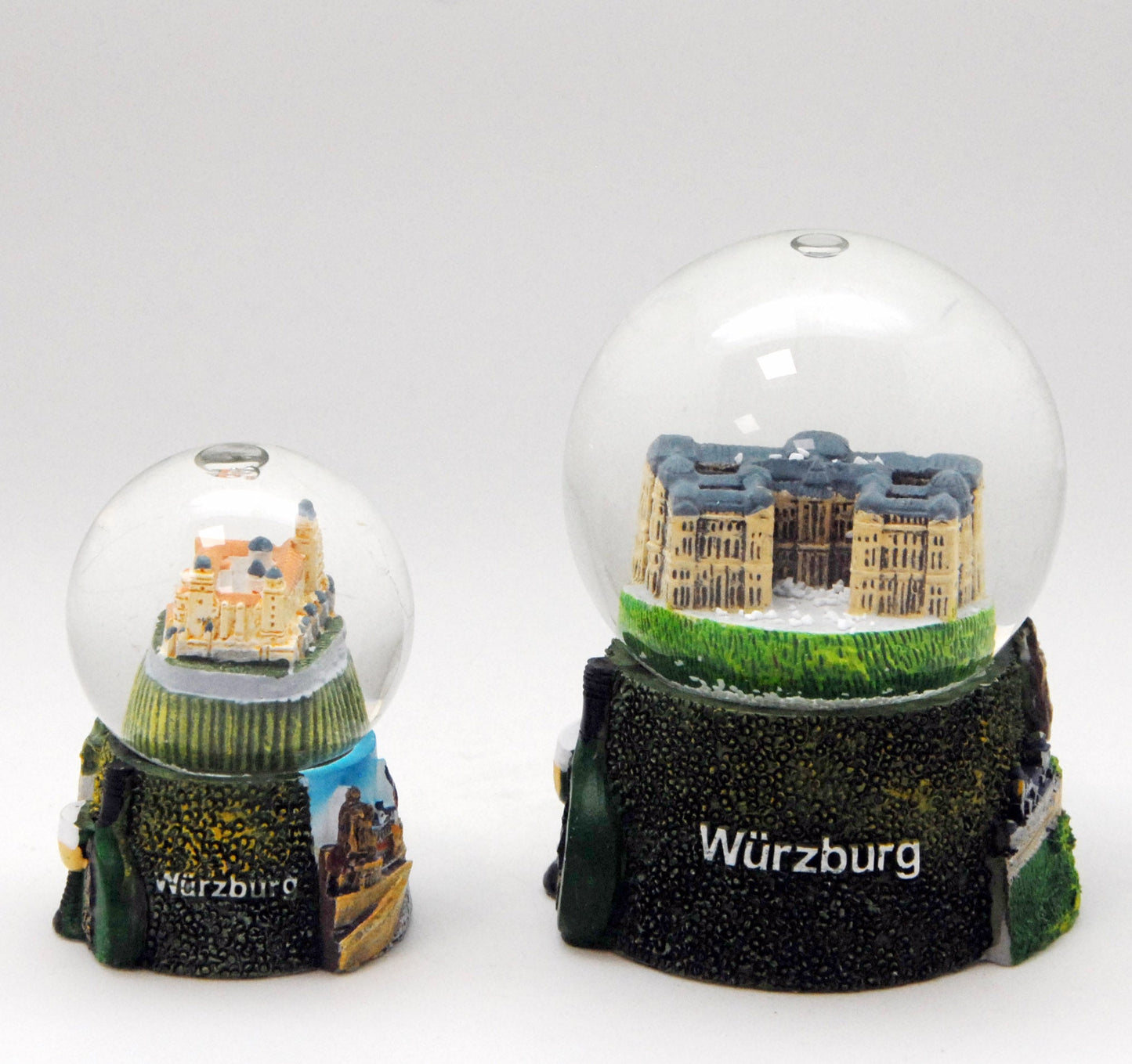 2er Set süße Souvenir-Schneekugeln Würzburg Festung Marienberg Residenz Luftblase - Schneekugelhaus