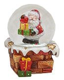 3 süße Weihnachtsmann Schneekugel auf Kamin-Sockel 65mm - Schneekugelhaus