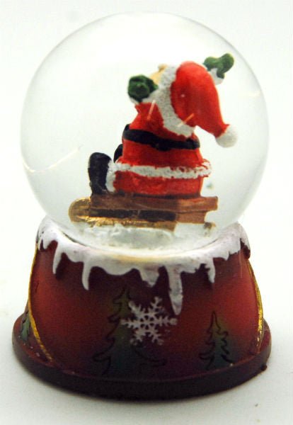 4 süße Schneekugeln Weihnachtsmann auf Schlitten 45mm - Luftblase - Schneekugelhaus