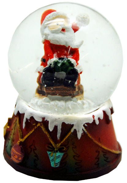 4 süße Schneekugeln Weihnachtsmann auf Schlitten 45mm - Luftblase - Schneekugelhaus