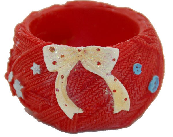 65mm Sockel rot im Strickdesign für DIY-Schneekugel - Schneekugelhaus