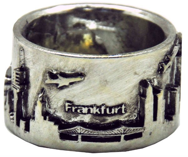 80mm- Silber-Sockel mit Skyline von Frankfurt für DIY-Schneekugel - Schneekugelhaus