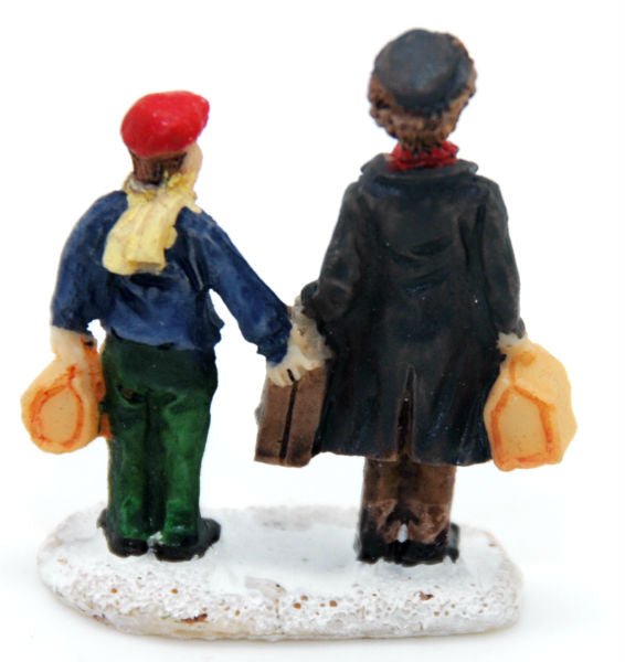 Bastel-Figur 2 Männer mit Gepäck für DIY Schneekugel - Schneekugelhaus