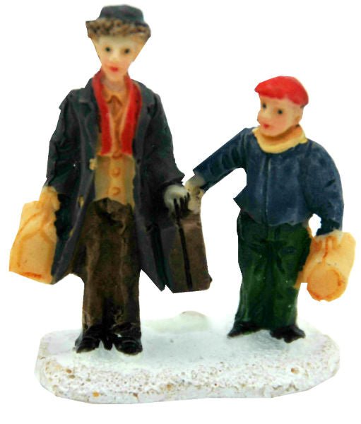 Bastel-Figur 2 Männer mit Gepäck für DIY Schneekugel - Schneekugelhaus