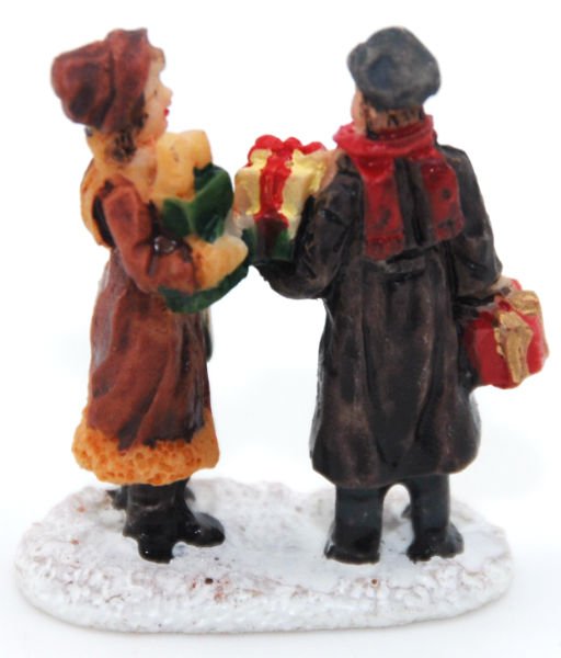 Bastel-Figur Ehepaar mit Geschenken für DIY Schneekugel - Schneekugelhaus